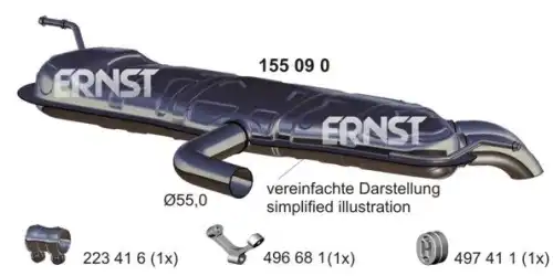 глушитель задняя часть VW 155090 ERNST