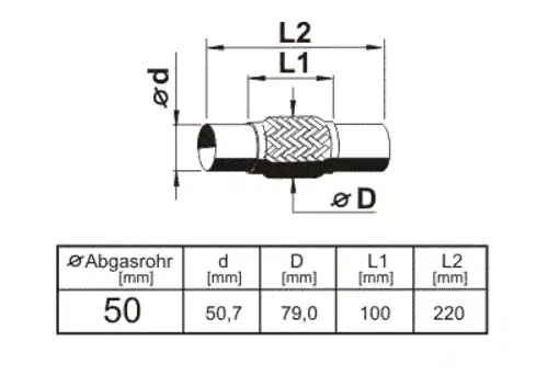 Гофра глушителя ERNST 460088 L= d=
