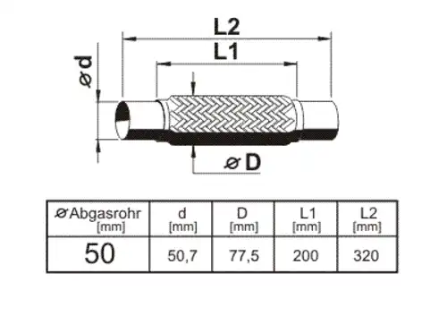 Гофра глушителя ERNST 460095 L= d=