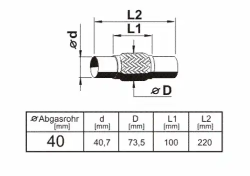 Гофра глушителя ERNST 460149 L= d=