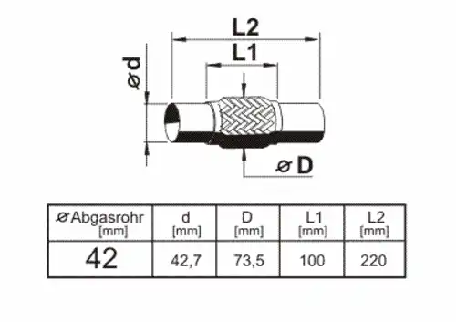 Гофра глушителя ERNST 460163 L= d=