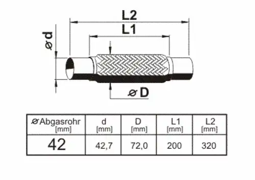 Гофра глушителя ERNST 460170 L= d=