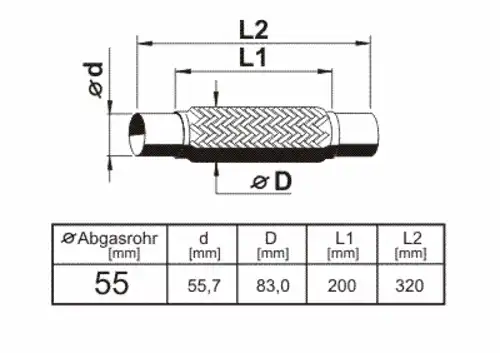 Гофра глушителя ERNST 460118 L= d=