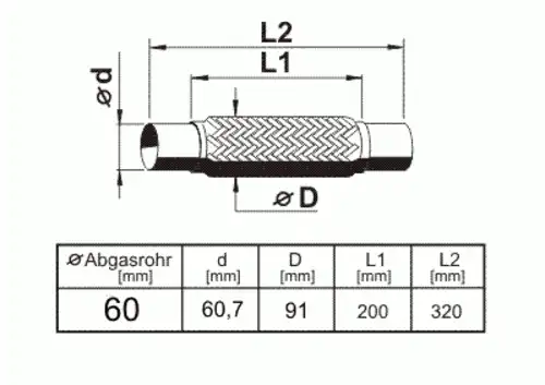 Гофра глушителя ERNST 460255 L= d=