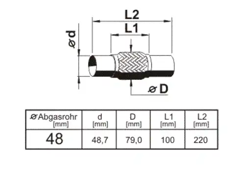 Гофра глушителя ERNST 460187 L= d=