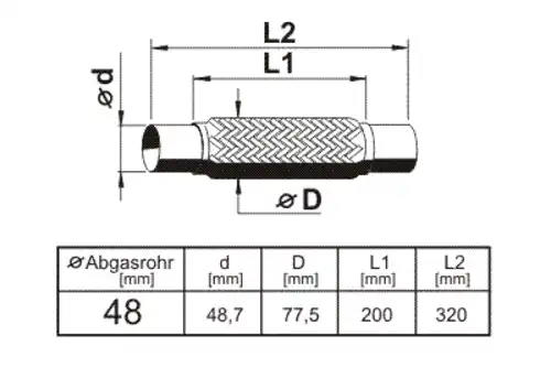 Гофра глушителя ERNST 460194 L= d=