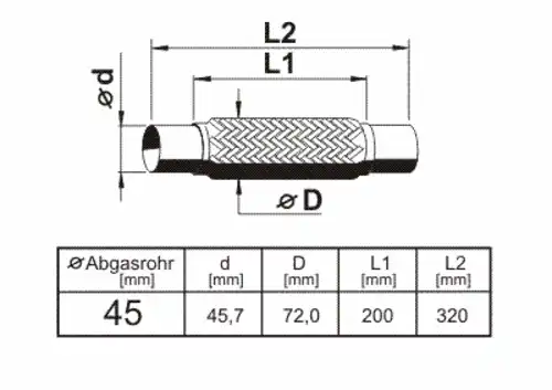Гофра глушителя ERNST 460071 L= d=