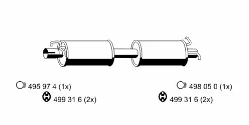глушитель средняя часть Ford 331005 ERNST