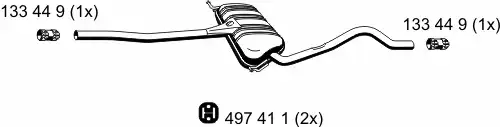 глушитель средняя часть VW 123242 ERNST