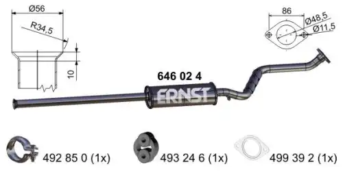 глушитель средняя часть Hyun 646024 ERNST