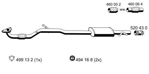 глушитель средняя часть Opel 055154 ERNST