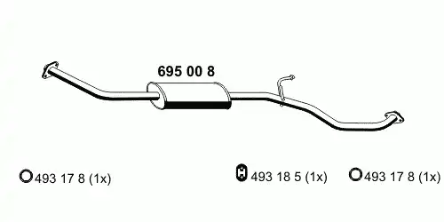 глушитель средняя часть Niss 695008 ERNST