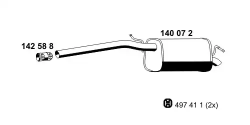 глушитель передняя часть Opel 014007 ERNST