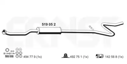 глушитель средняя часть Citr 519052 ERNST