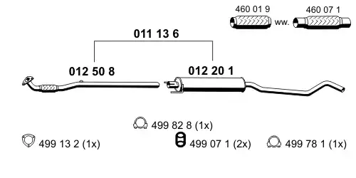 глушитель средняя часть Opel 011136 ERNST