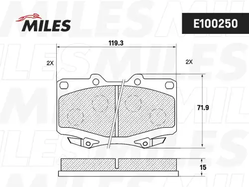 Тормозные колодки дисковые передняя ось MILES E100250