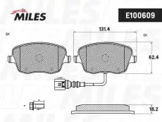 Тормозные колодки дисковые передняя ось MILES E100609