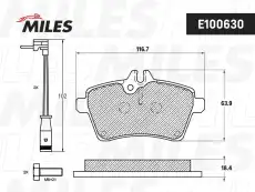 Тормозные колодки дисковые передняя ось MILES E100630