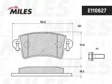 Тормозные колодки дисковые задняя ось MILES E110627