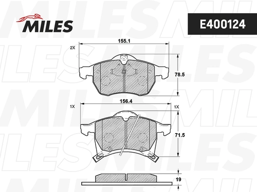 Тормозные колодки дисковые передняя ось MILES E400124