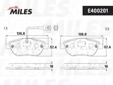 Тормозные колодки дисковые передняя ось MILES E400201