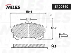Тормозные колодки дисковые MILES E400640