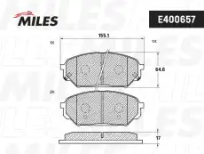 Тормозные колодки дисковые передняя ось MILES E400657