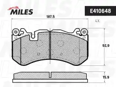 Тормозные колодки дисковые передняя ось MILES E410648