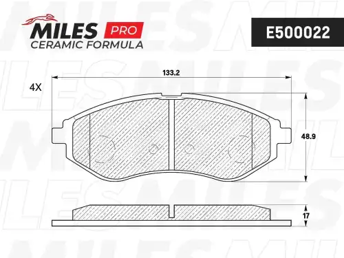 Тормозные колодки дисковые передняя ось MILES E500022