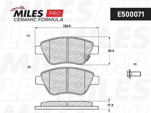 Тормозные колодки дисковые передняя ось MILES E500071