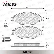 Тормозные колодки дисковые передняя ось MILES E500171