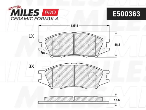 Тормозные колодки дисковые передняя ось MILES E500363
