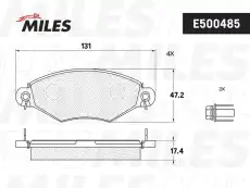 Тормозные колодки дисковые передняя ось MILES E500485