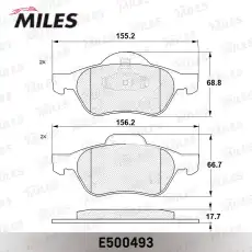 Тормозные колодки дисковые передняя ось MILES E500493