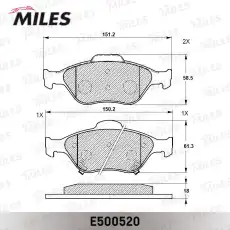 Тормозные колодки дисковые передняя ось MILES E500520