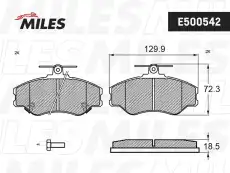 Тормозные колодки дисковые передняя ось MILES E500542