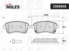 Тормозные колодки дисковые передняя ось MILES E500545