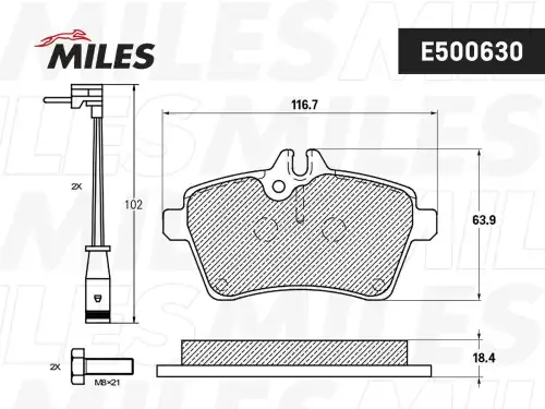 Тормозные колодки дисковые передняя ось MILES E500630