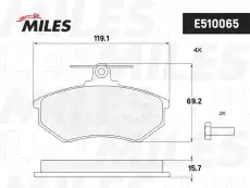 Тормозные колодки дисковые передняя ось MILES E510065