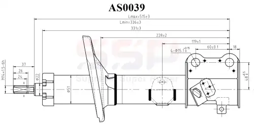Амортизатор задний, левый SSP AS0039