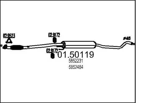 глушитель средняя часть Opel 01.50119 MTS