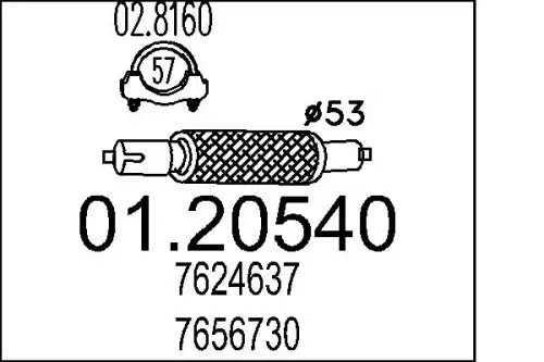 Гофра глушителя MTS 01.20540 L= d=