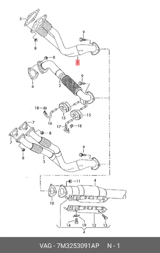 Гофра глушителя VAG 7M3253091AP L= d=