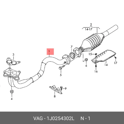 Гофра глушителя VAG 1J0254302L L= d=