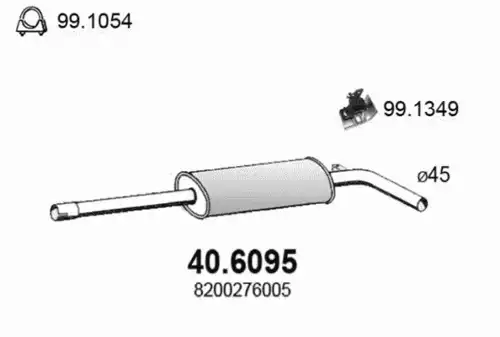 Глушитель средняя часть 40.6095 ASSO