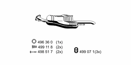 глушитель задняя часть Opel 054072 ERNST
