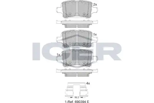 Тормозные колодки дисковые ICER 182257