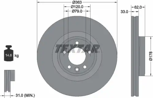 Тормозной диск TEXTAR 92313505