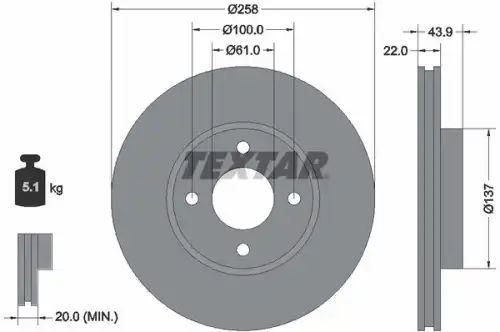 Тормозной диск TEXTAR 92335403
