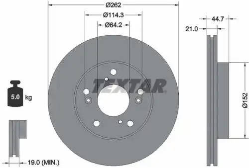 Тормозной диск TEXTAR 92336103